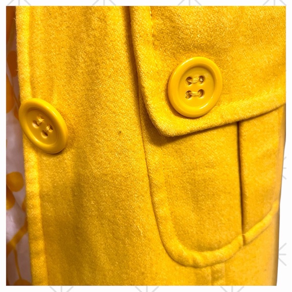 Emily in Paris inspo wool Yellow Trench pea long Coat fitted single breast - Picture 3 of 5